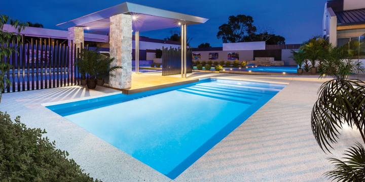 Hayman fibreglass pool — 8.50m × 3.80m